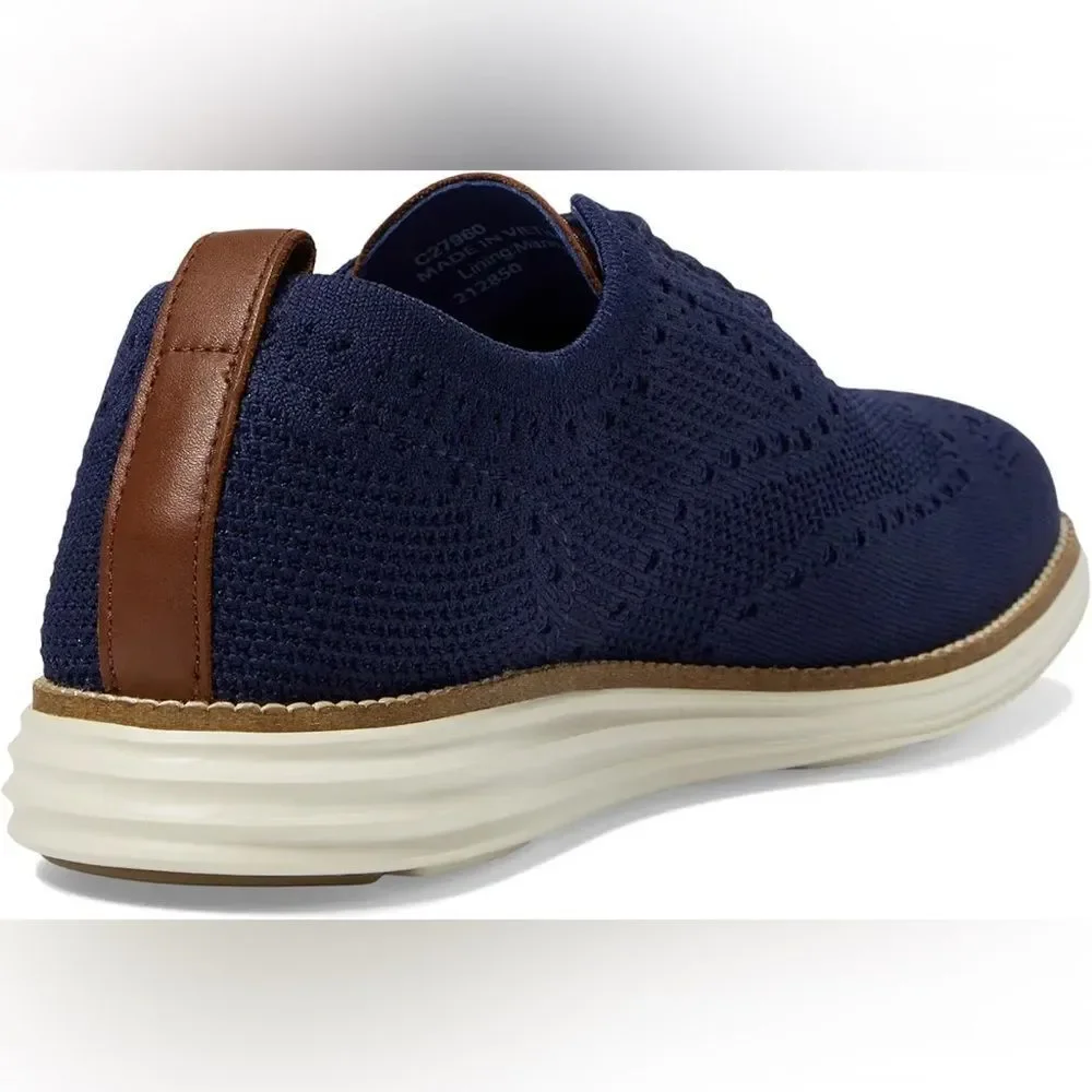 Cole Haan OG Grand Stitchlite Wing Ox 11M Navy Ivory Knit Oxford C27960